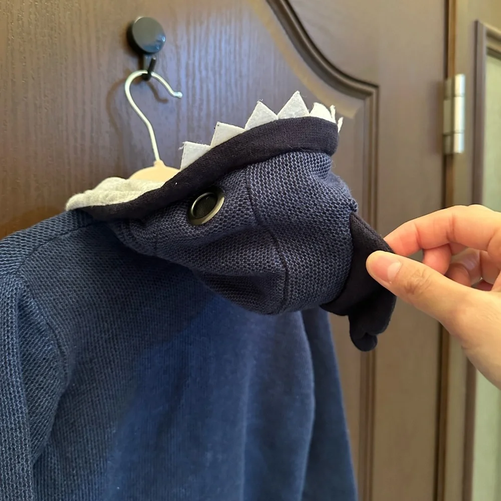 3/$25 Zara Boys 18-24M Navy Blue Knit Zip-Up Hoodie Shark Hooded Cardigan Casual